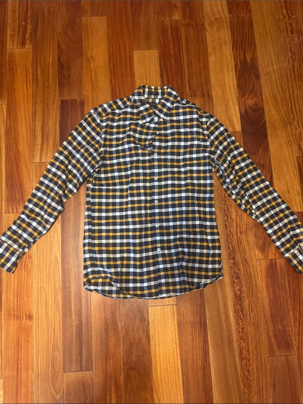 Men's Plaid Button-Down Shirt in Black, White & Yellow